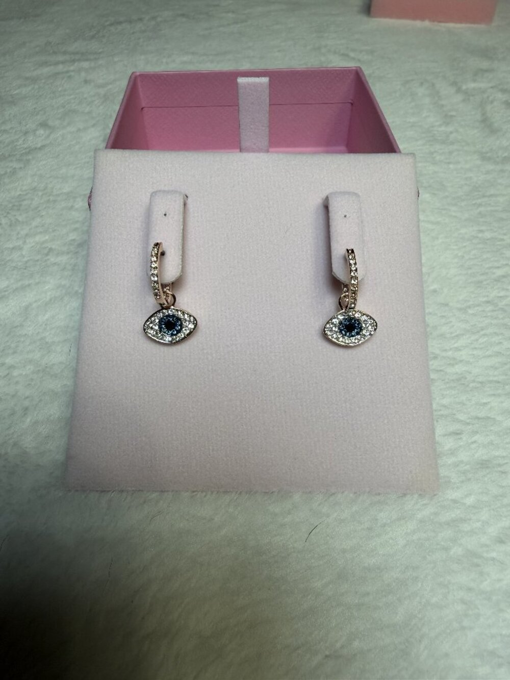 Swarovski unisex symbolic Evil eye hoop earrings